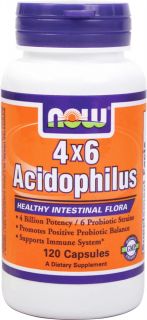 NOW Foods   Acidophilus 4x6 (4 Billion Potency, 6 Probiotic Strains)   120 Capsules
