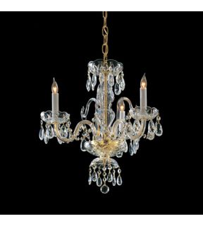 Traditional Crystal 3 Light Mini Chandeliers in Polished Brass 5044 PB CL S