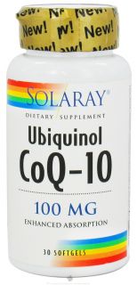 Solaray   Ubiquinol CoQ 10 Enhanced Absorption 100 mg.   30 Softgels