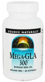Source Naturals   Mega GLA 300 Borage Seed Oil   60 Softgels