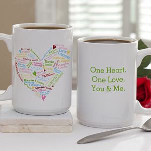 Personalized Large Romantic Coffee Mugs   Heart of Love