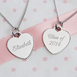 Personalized Graduation Necklace   Silver Heart