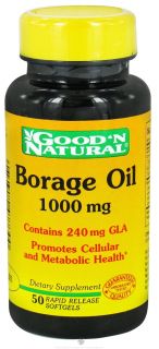 Good N Natural   Borage Oil Contains GLA 1000 mg.   50 Softgels