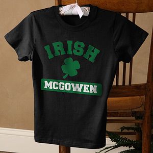 Personalized Irish Shamrock Black T Shirts for Her