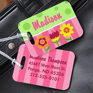 Personalized Girls Luggage Tag Set   Flowers