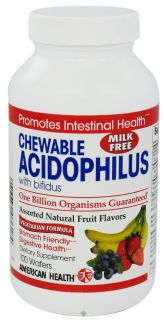 American Health   Acidophilus Chewable with Bifidus Assorted Natural Fruit Flavors   100 Wafers