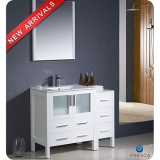 Fresca Torino 42 White Modern Bathroom Vanity with Side Cabinet & Integrated Si