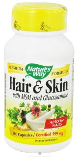 Natures Way   Hair and Skin Formula with MSM and Glucosamine 599 mg.   100 Capsules