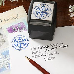 Personalized Self Inking Stamper With Snowflake   Square