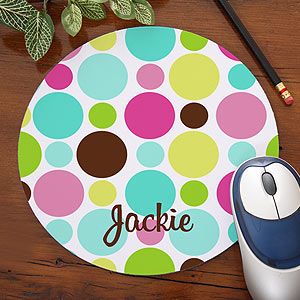 Personalized Computer Mouse Pads   Polka Dots