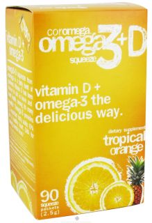 Coromega   Omega 3 + D Squeeze Tropical Orange   90 Packet(s)