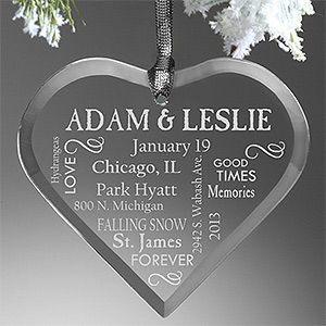 Personalized Christmas Ornaments   Wedding Heart