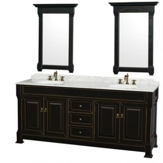 Andover 80 Traditional Bathroom Double Vanity Set by Wyndham Collection   Black