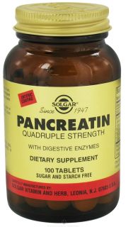 Solgar   Pancreatin Quadruple Strength With Digestive Enzymes   100 Tablets