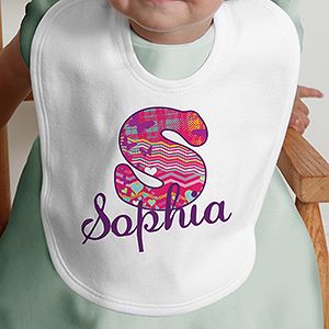 Personalized Girls Baby Bib   Her Name & Initial