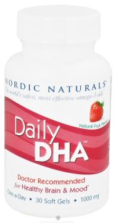 Nordic Naturals   Daily DHA for Healthy Brain and Mood Strawberry 1000 mg.   30 Softgels