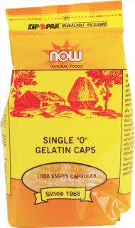 NOW Foods   Gelatin Caps Single 0 Size   1000 Gelcaps