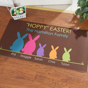 Personalized Large Easter Doormat   Easter Bunny Family