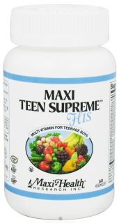 Maxi Health Research Kosher Vitamins   Teen Supreme His Multi Vitamins   60 Capsules
