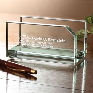 Personalized Glass Business Card Holder   Legal Design