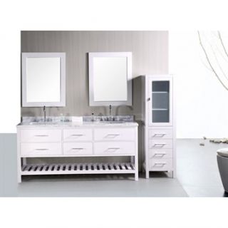 Design Element London 72 Double Bathroom Vanity with Open Bottom   Pearl White