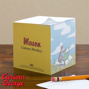 Personalized Curious George Papge Note Cube