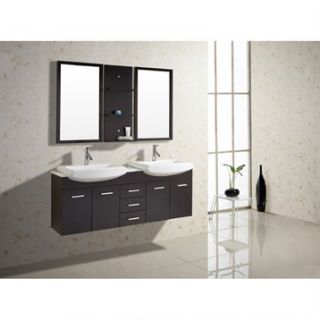 Virtu USA Ophelia 59 Double Sink Bathroom Vanity   Espresso