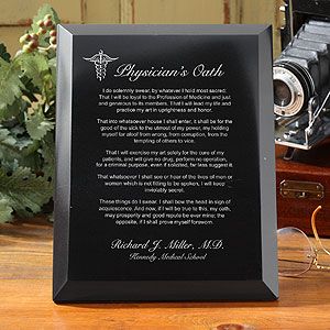 Personalized Physicians Oath Marble Plaque