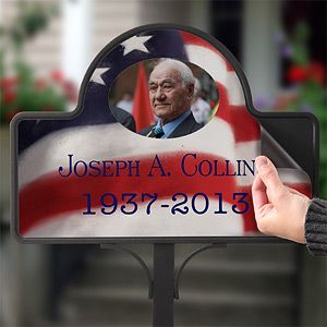 Personalized American Flag Photo Memorial Stake Magnet