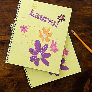 Girls Personalized Notebooks   Flowers