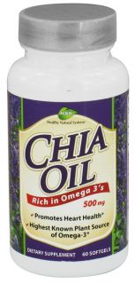 Healthy Natural Systems   Chia Oil 500 mg.   60 Softgels CLEARANCED PRICED