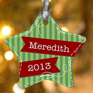 Personalized Christmas Ornaments   Striped Star
