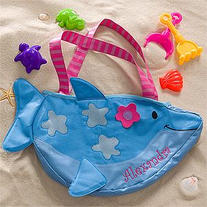 Personalized Dolphin Beach Tote Bag with Beach Toy Set