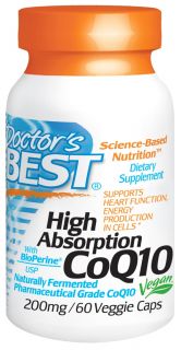 Doctors Best   High Absorption CoQ10 with BioPerine 200 mg.   60 Vegetarian Capsules