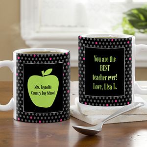 Personalized Coffee Mugs for Teachers   Green Apple