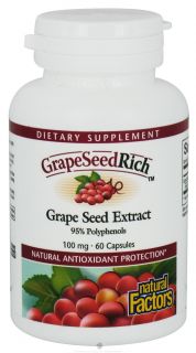 Natural Factors   GrapeSeedRich Grape Seed Extract 95% Polyphenols 100 mg.   60 Capsules