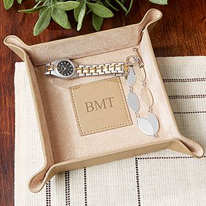 Personalized Valet Tray   Initial Monogram   Tan