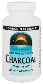Source Naturals   100% Pure Avtivated Charcoal 260 mg.   200 Capsules