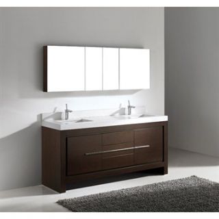 Madeli Vicenza 72 Double Bathroom Vanity with Quartzstone Top   Walnut