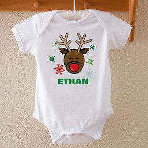 Personalized Christmas Baby Bodysuits   Reindeer