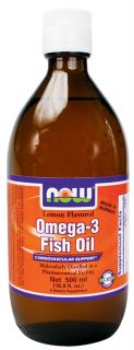 NOW Foods   Omega 3 Fish Oil Lemon Flavored   16.9 oz.