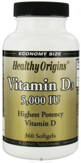 Healthy Origins   Vitamin D3 5000 IU   360 Softgels