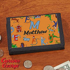 Personalized Kids Wallets   Curious George Alphabet Animal