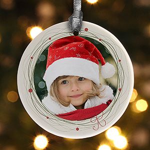Personalized Photo Christmas Ornaments   Holiday Wreath