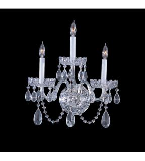 Traditional Crystal 3 Light Wall Sconces in Polished Chrome 1033 CH CL SAQ