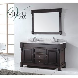 Virtu USA 60 Huntshire Double Bathroom Vanity   Dark Walnut