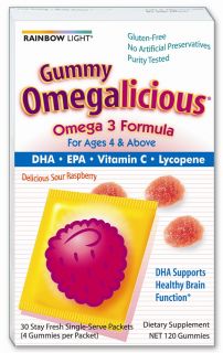 Rainbow Light   Gummy Omegalicious Omega 3 Formula Sour Raspberry   30 Packet(s)
