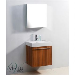 Virtu USA 24 Midori Single Sink Bathroom Vanity with Polymarble Countertop   Pl
