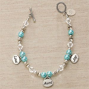 Personalized Charm Bracelet   Love, Aunt, Joy