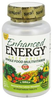 Kal   Enhanced Energy Once Daily Whole Food Multivitamin Iron Free   60 Vegetarian Tablets